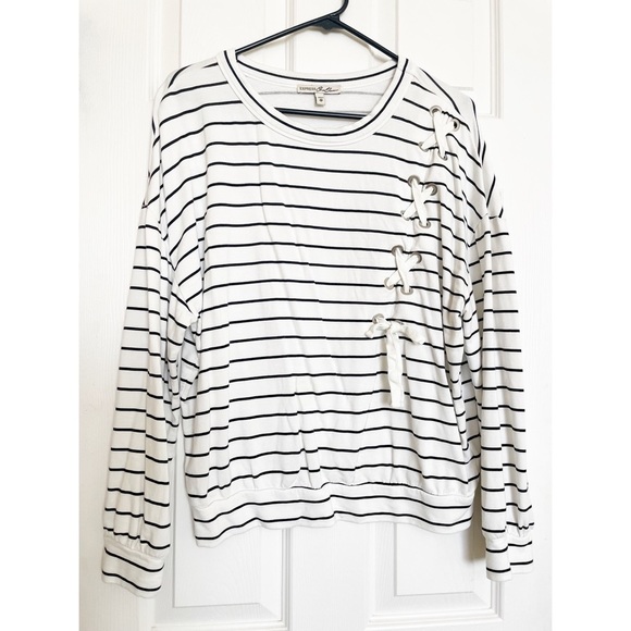 Express One Eleven striped tie sweater top - Picture 1 of 5
